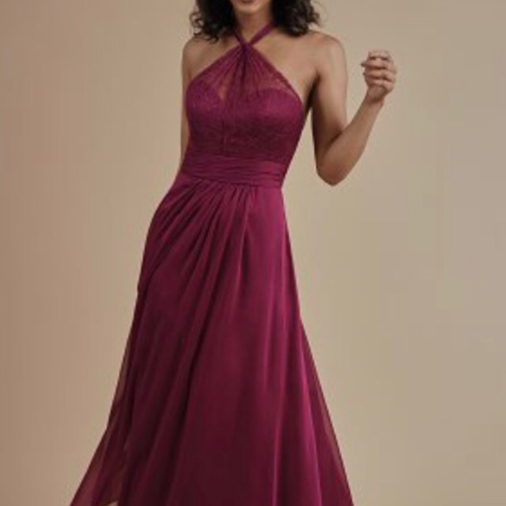 NWT chiffon fully lined long dress w/lace bodice